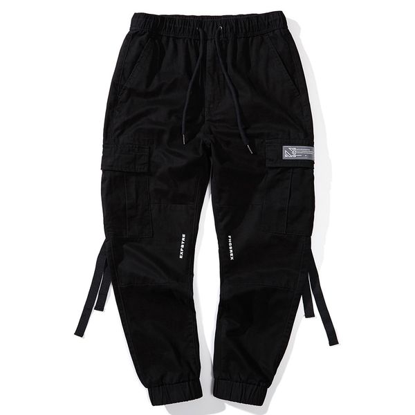 

mens pure cotton casual pants summer thin large pocket trousers outdoor sports trousers with an elasticated waist loose all-matching harem p, Black