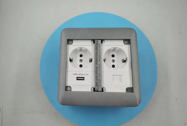 

three pin universal floor ground socket silver golden color aluminum copper material drop eu socket outle