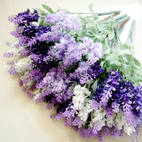 

decorative flowers & wreaths 3 pcs artificial silk flower lavender bouquet hand-made plastic living room decoration wedding garden1