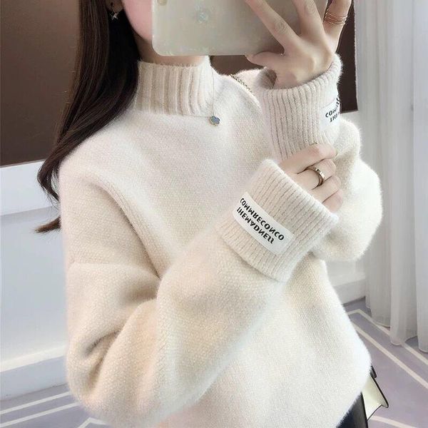 

women's sweaters lucyever winter women pullover sweater fashion turtleneck long sleeve loose thick basic female korean autumn knitted, White;black