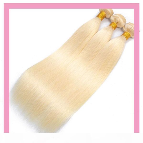 

brazilian virgin hair extensions 10-32inch straight 613# blonde human hair products 613 color double wefts 3 bundles three pieces lot, Black
