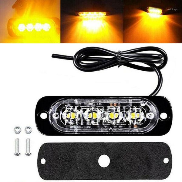 

emergency lights 1/2pcs 4 led strobe warning light grille flashing lightbar truck car beacon lamp amber blue red traffic dc 12v-24v1