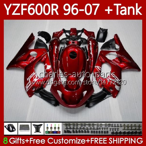 Bodys + Tank для Yamaha YZF600R ThunderCat YZF 600R 600 R 96-07 Bodywork 86NO.0 YZF-600R 96 97 98 99 00 01 02 07 YZF60000-R 1996 2003 2004 2005 2006 2007 Объем металлик красный