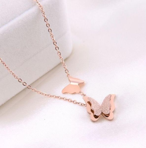 

dhl stainless steel butterfly silver gold chain pendant necklace ny fashion jewelry for women 40+5cm