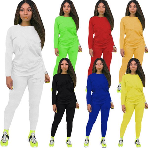 

women long sleeve tracksuit 2 piece set pullover sweatsuit s-2xl fall casual fashion clothing hoodie pants plain outfits capris dhl 3613, Gray