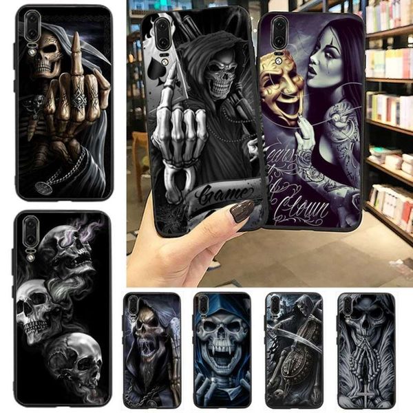 

grim reaper skull skeleton phone case cover shell for huawei p9 p10 p20 p30 pro smart mate 10 lite 20 y5 y6 y7 2019