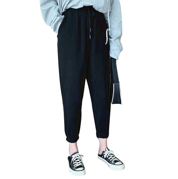 

woolen casual pants black women winter thick warm vintage autumn thicken feleece trousers harem pants for women velvet pants capris, Black;white