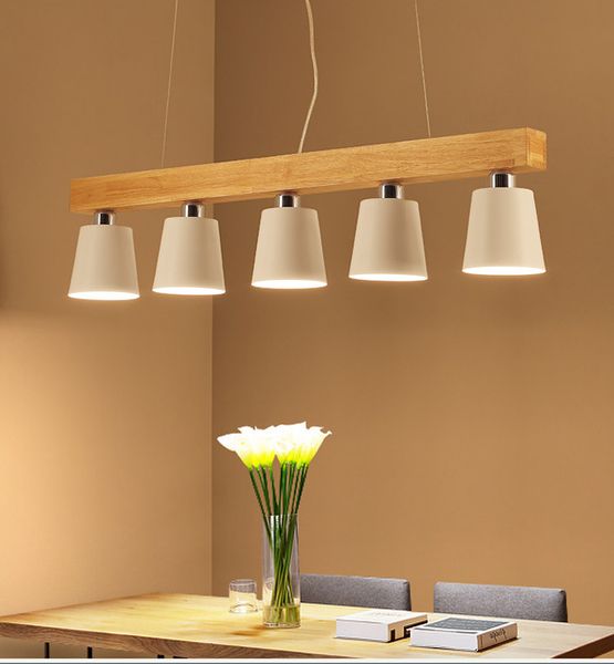 Stile nordico Giapponese Moderno Semplice Sala da pranzo Lampadario a tronchi Lampadario in legno massello creativo Nero Bianco