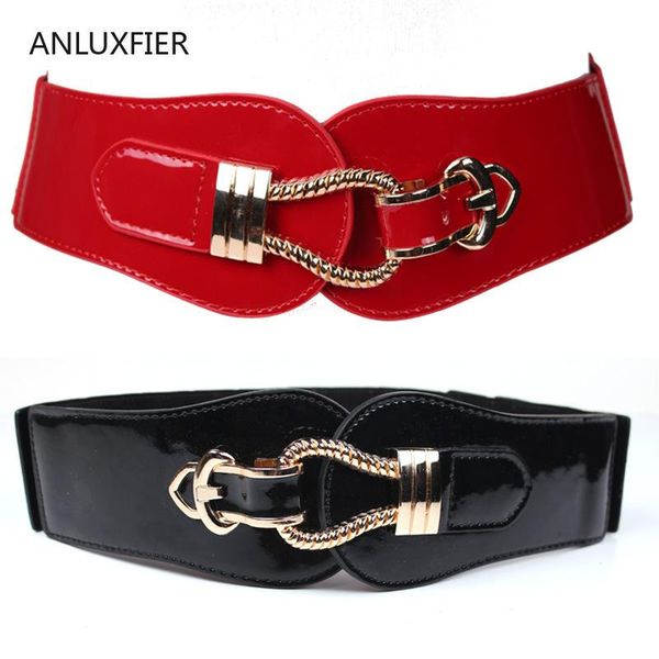 

h9804 women waist belt wide fashionable korean autumn winter all-match waist seal metal buckle simple grade cummerbunds, Black;brown