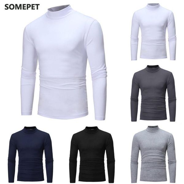 

новые готические мужчины turtelneck свитер пуловер с длинным рукавом стрейч тонкий базовый свитер turtleneck мужская блузка весенняя одежда, White;black