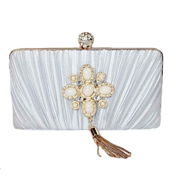 

exquisite evening bags elegant wedding party fashion women's white sack satin night clutch femme sac ae50eb 4mcp
