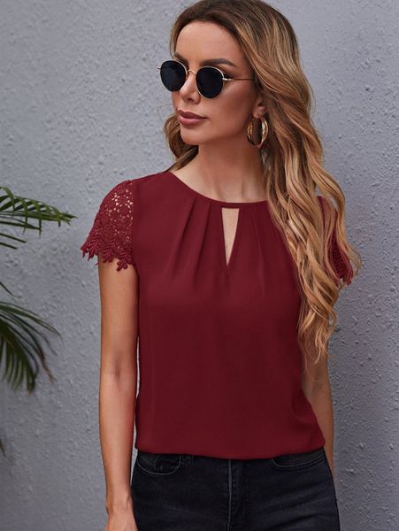 

keyhole neck guipure lace t0jj#, White