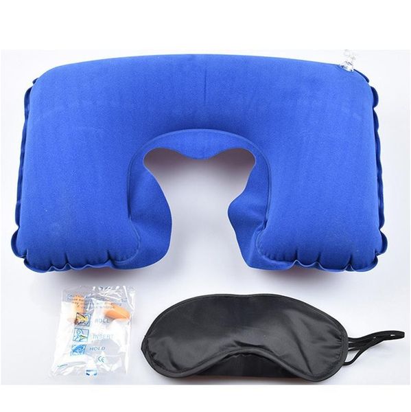

wholesale car soft pillow 3 in 1 travel set inflatable u-shaped neck pillow air cushion + sleeping eye mask eyeshad jllblu mx_home