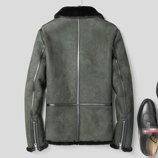 

jacket winter genuine leather real sheepskin coat for men natural wool fur warm coats plus size l29-5000 y27961, Black