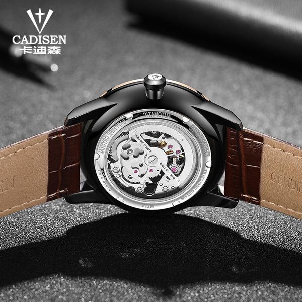 

cadisen matic mechanical watch men hollow skeleton miyota 8n24 watches male sapphire business wrist watch relogio masculino bbyjvz, Silver