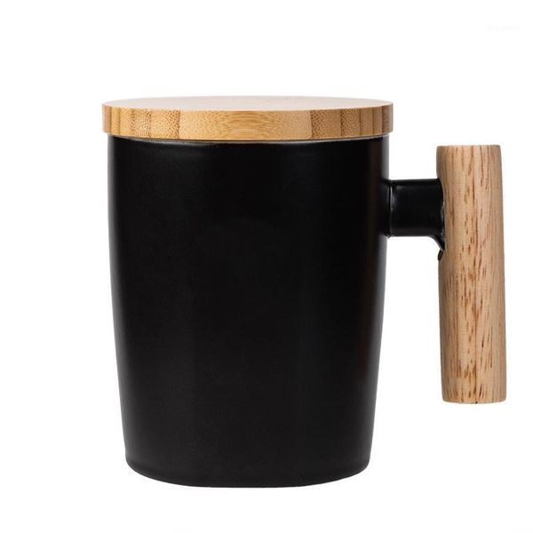 

mugs wooden handle ceramic cup coffee mug office gift set custom logo1