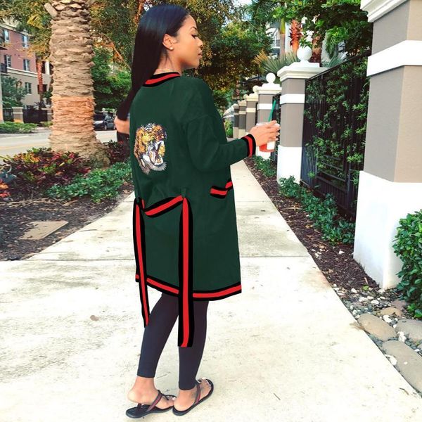 

tiger sequined women long cardigan clothes fashion streetwear 2019 club cardigan clubwear, Tan;black