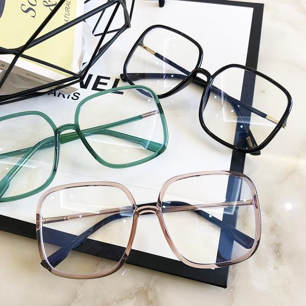 

tr90 super light frames is natural four square thick glasses box cover face show face small round flat myopic lens, Black