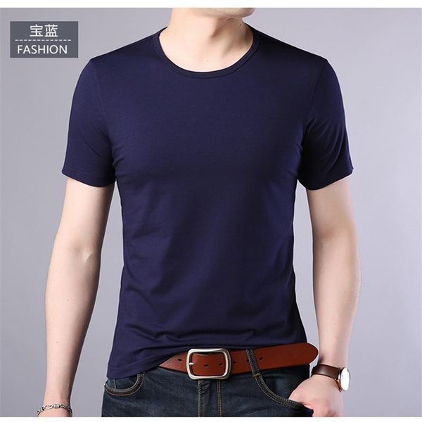 

short-sleeved t-shirt men's summer new 2 trend korean version of the cotton spring men's round neck half-sleeved clothes, White;black
