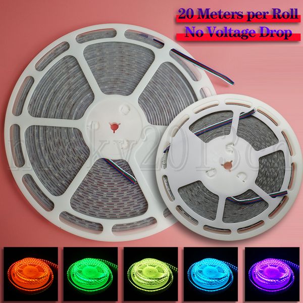 

20m 5050 smd rgb led flexible strip light tape ribbon 1200leds 24v multiple color changing no voltage drop for cabinet kitchen celling light