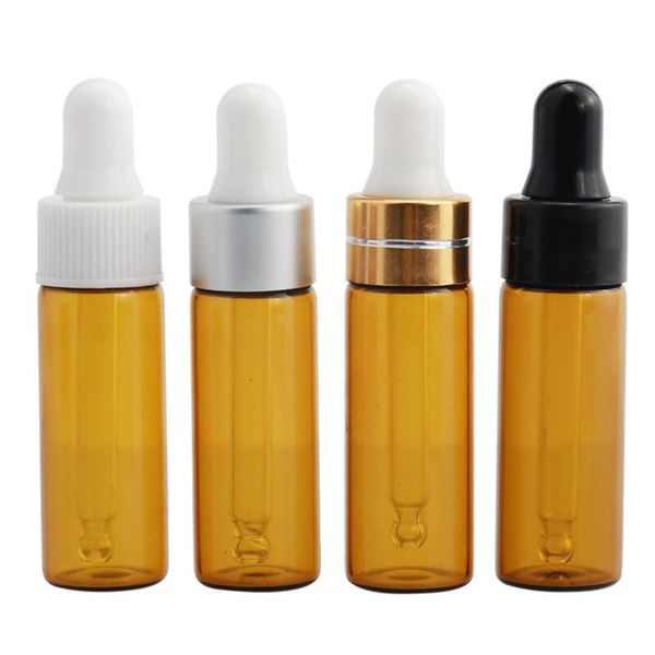 3000 Pz / lotto Vuoto Flacone contagocce in vetro trasparente ambrato Flaconi da 5 ml Mini pipetta liquida per profumo di olio essenziale con il miglior prezzo LX4308