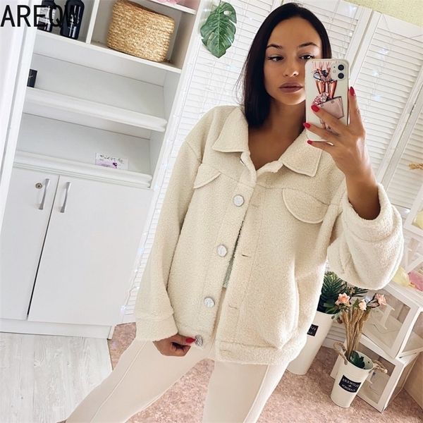 

fashion short jacket and coats autumn winter new woolen coat female lamb short ladies jacket outwear women 201030, Black;brown