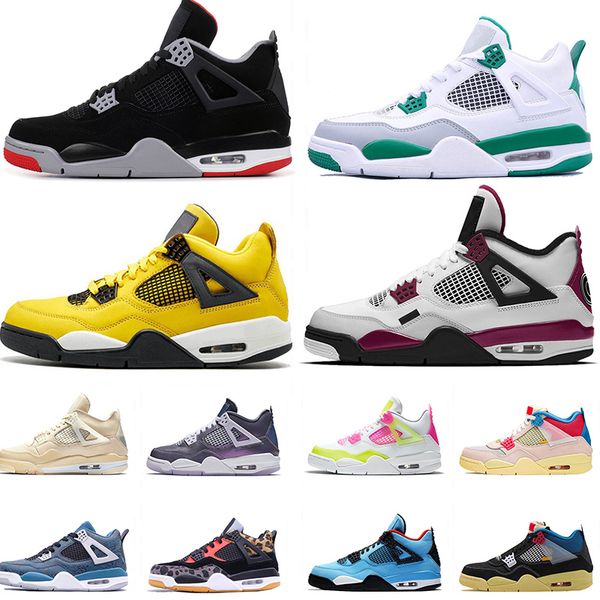 

2021 with socks jumpman 4 4s travis scots mens women basketball shoes retro cool grey black cat bred trainers sports sneakers eur 47