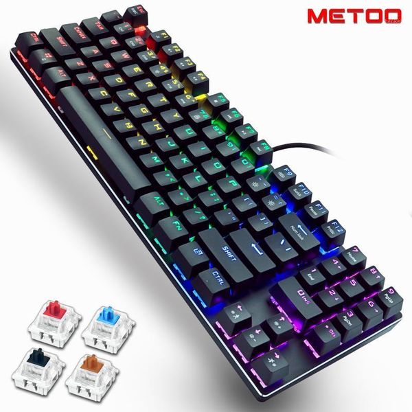

metoo wired gaming mechanical keyboard backlit 89 key anti-ghosting blue red brown switch number keys for game lappc russian1