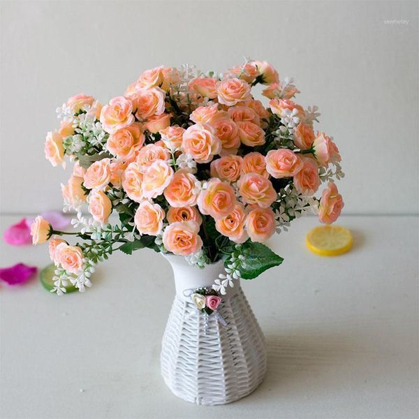 

decorative flowers & wreaths 15 head small rose artificial diy wedding home bedroom decoration accessories silk fake flower year winter deco