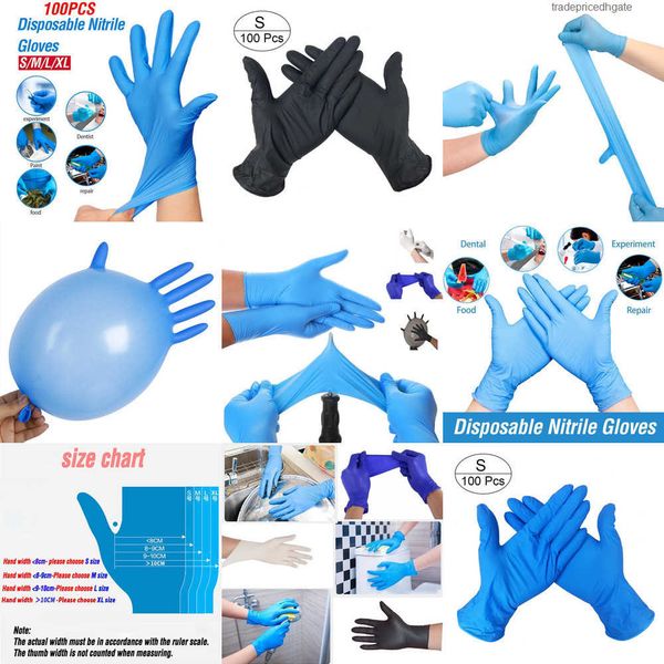 

white 100pcs/lot blue grade black nitrile food gloves waterproof allergy disposable work s g9ce