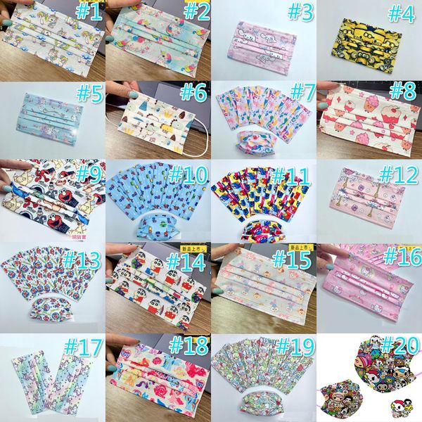 

2021 fashion designer disposable cartoon mask men women 95% filtration efficiency dustproof prevention of influenza face mouth masks