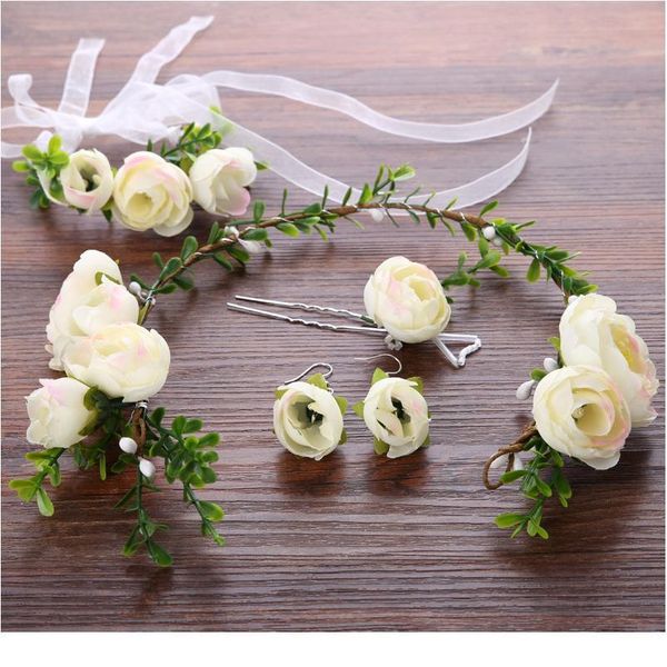 

haimeikang 1 set bridesmaid bracelet flower crown girl bridal hairpin floral headband wreath wedding hairbands hair acc qylvuw