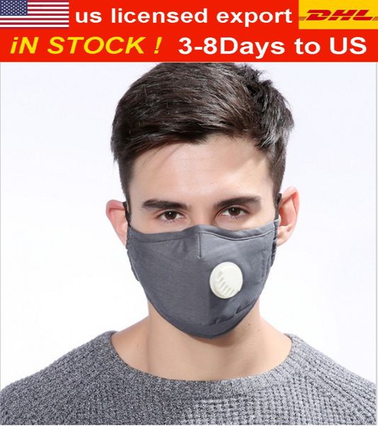 

dhl pure cotton face mask with breath valve for cycling camping travel,100% washable reusable cloth masks