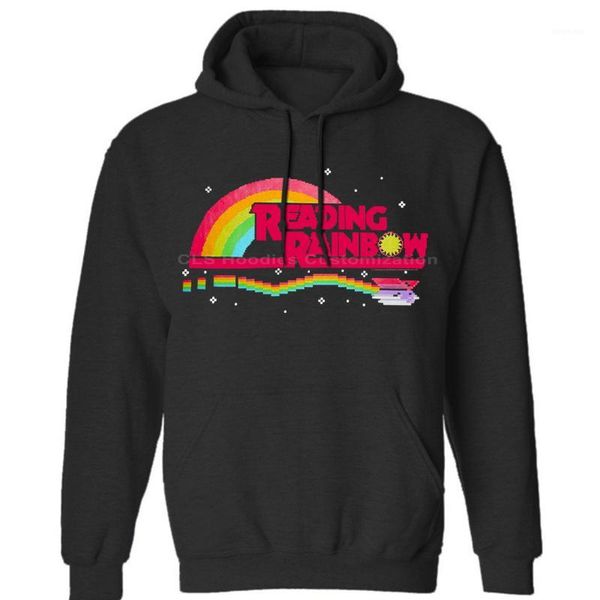 

reading rainbow 8-bit style rainbow flying book image mens womens winter hoodies sweatshirts, Black