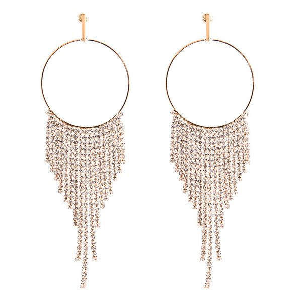 

trend diamond tassel earrings women's ring bohemian earpin, Golden;silver