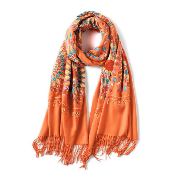 

ladies vintage women scarf sun flower embroidery cotton shawls floral bandana scarves bufanda mujer, Blue;gray