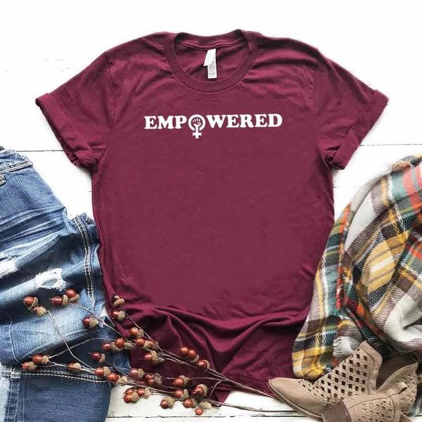 

empowered women feminist print women tshirt cotton casual funny t shirt gift for lady yong girl tee drop ship s-750, White