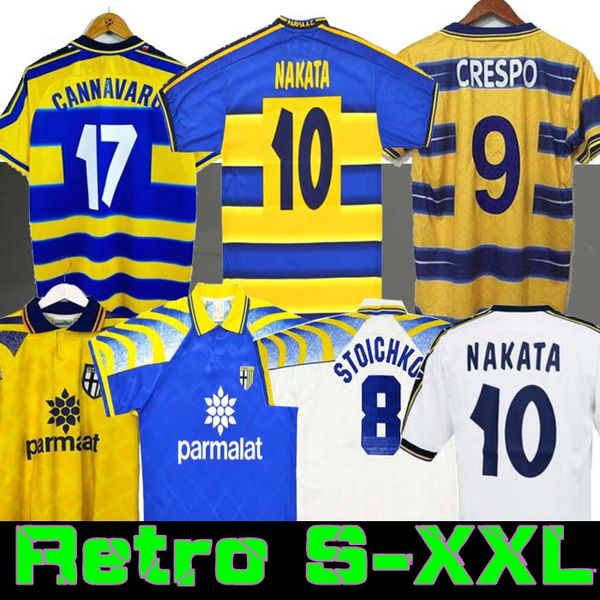 1998 1999 2000 Camisa de futebol Parma Retro Home 95 97 98 99 00 BAGGIO CRESPO CANNAVARO Camisa de futebol STOICHKOV THURAM futbol camisa 01 02 03