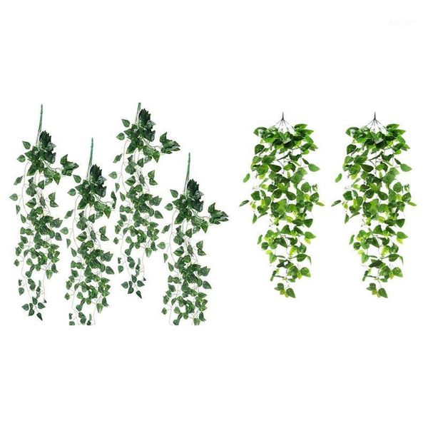 

6 pcs artificial ivy leaf garland fake plants vine hanging green leaves ivy garland wall decoration party wedding vines1
