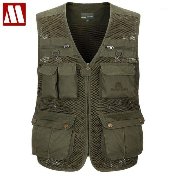 

wholesale- 2016 autumn men's pgrapher vest multi-pockets mesh vests coats shooting waistcoat walking travel sleeveless jacket m-4xl1, Black;white