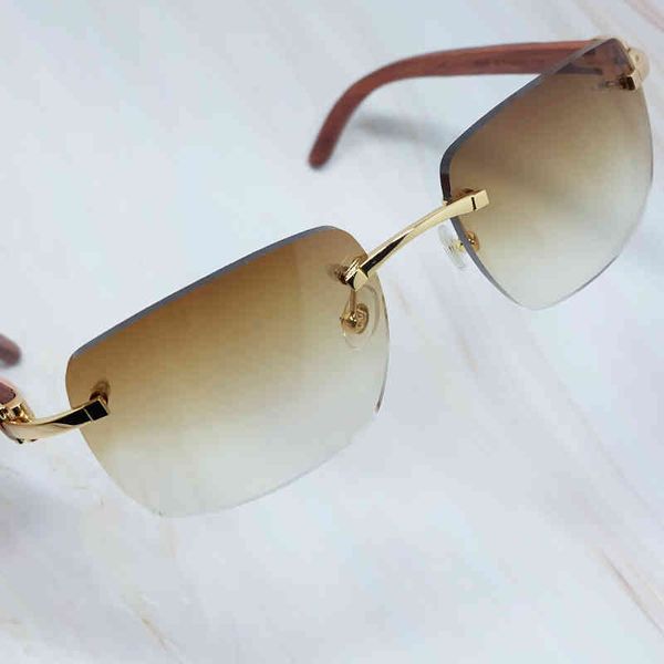 

2022 factory wholesale new model big square men wood buffs rimless shades eyewear women sun o2kc sunglasses, White;black