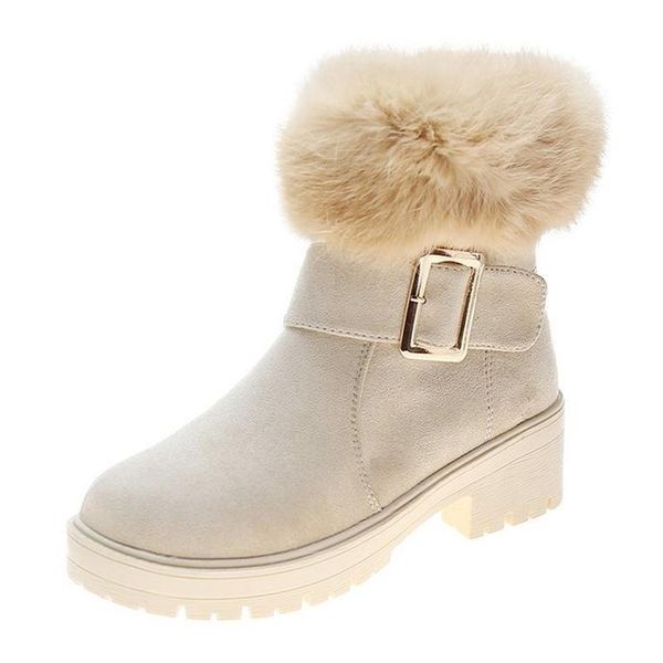 

boots casual women's 2021 winter fashion warm plus velvet snow, Black