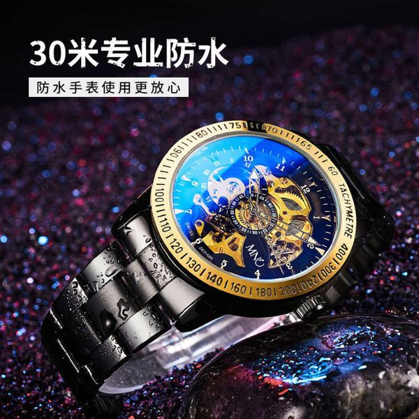 

waterproof double mno hollow luminous business sided men's full automatic bottom penetrating mechanical watch 2021blqwux75, Slivery;brown
