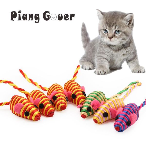 

cat toys 10pcs small mouse cats toy rope chew for kitten pet supplies