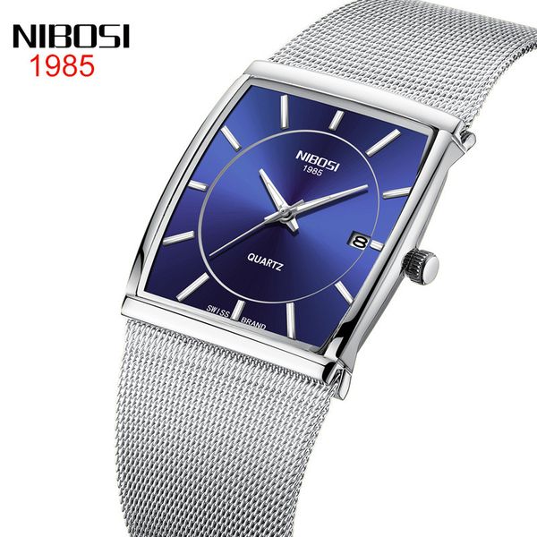 

watch nibosi men's mesh quartz watch fashion men's watch, Slivery;brown