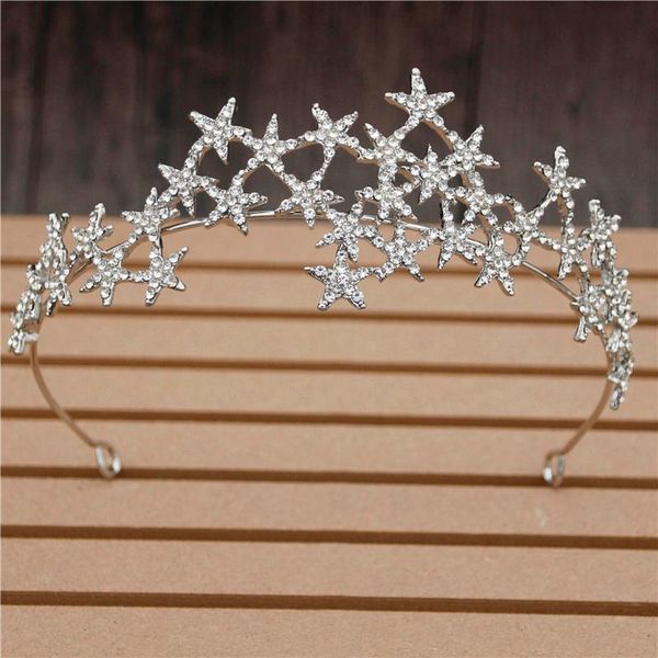 

роскошь rhinestone tiara crown для женщин свадебные свадебные волосы ювелирные изделия звезда девочек повязки головы орнаменты головы, Golden;silver
