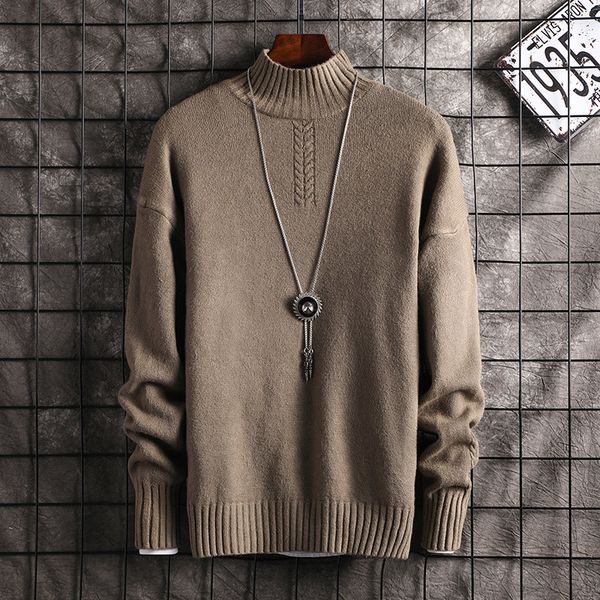 

2020 new winter men's sweater male knitted pullovers solid color casual thick warm mens christmas sweaters knitwear white,black y1205
