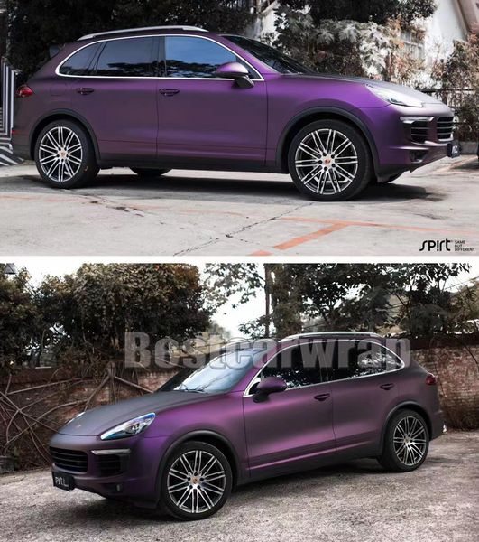 Pellicola di copertura per auto in vinile viola opaco iridescente con bolle d'aria gratuita per colla iniziale a bassa aderenza di qualità simile 3M 1,52x20 m