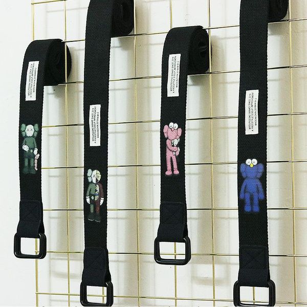 

новые моды ins мультфильм холст пояс мужские и женские повседневные ежедневные портативный декоративный ремень мальчик и девушка студентов, Black;brown