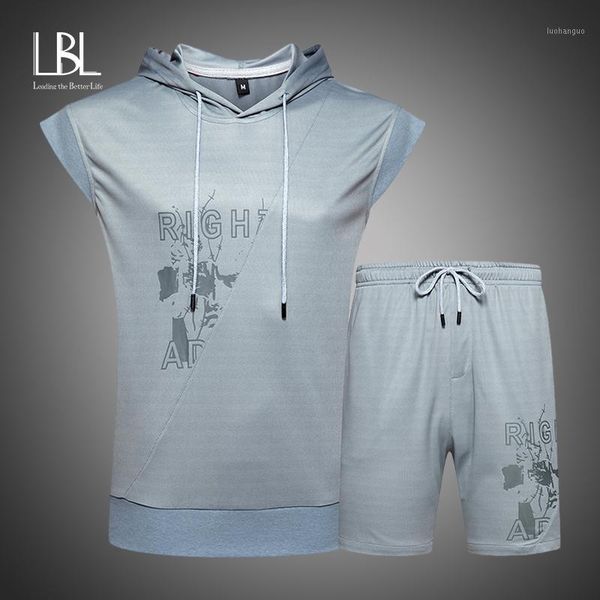 

2020 summer vest set men sleeveless tracksuits two piece + shorts suit sportswear set mens shorts sets male tracksuit1, Gray